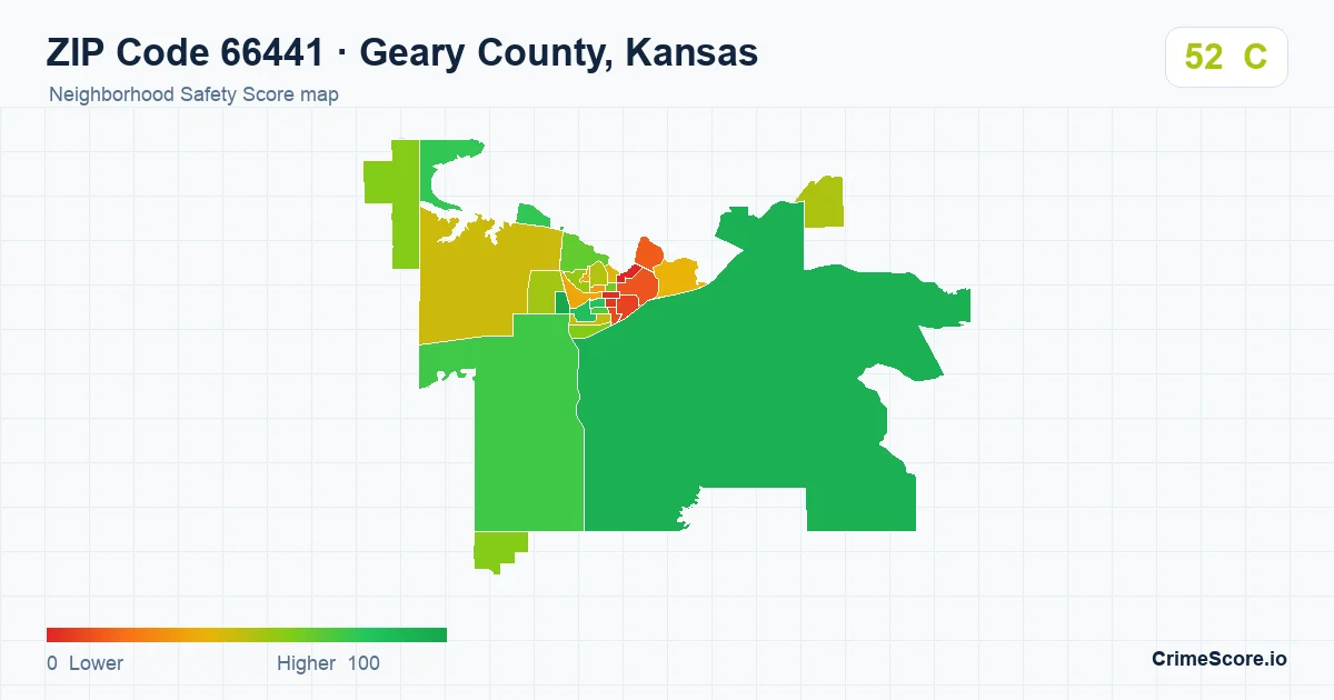 ZIP Code 66441 in Geary County, Kansas neighborhood Safety Score map