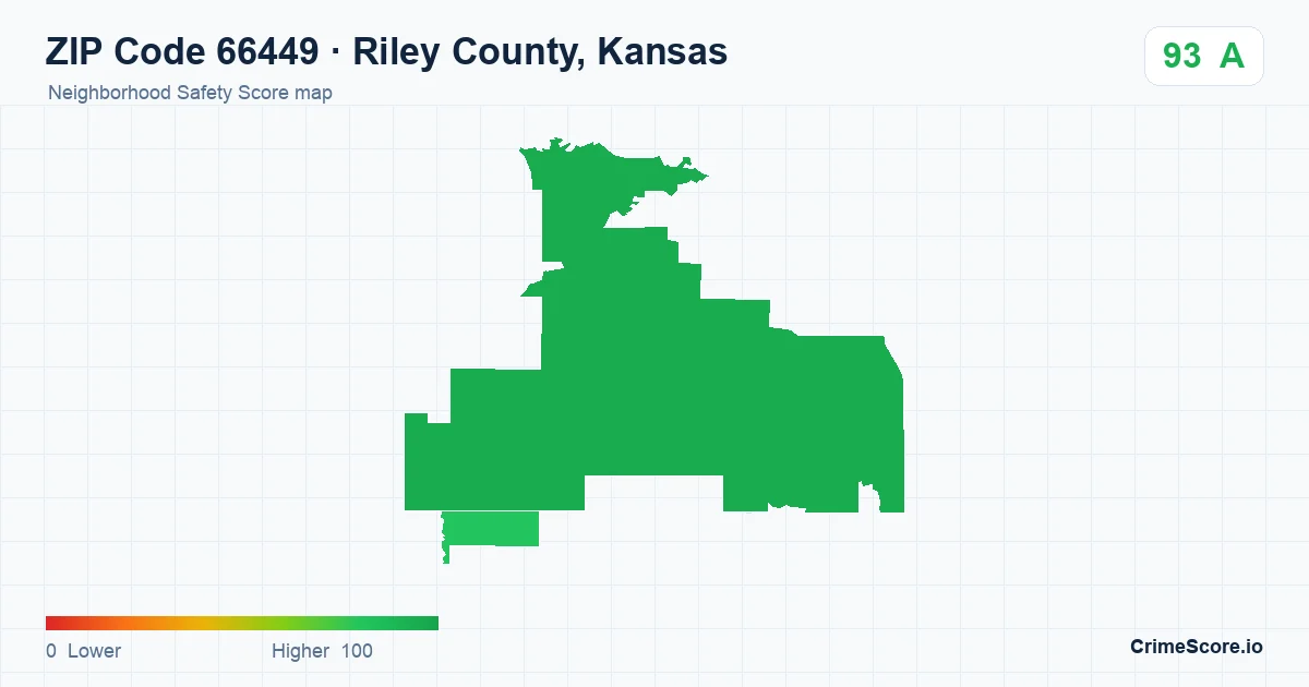 ZIP Code 66449 in Riley County, Kansas neighborhood Safety Score map