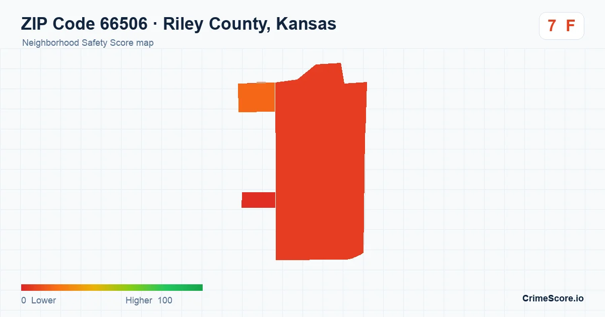 ZIP Code 66506 in Riley County, Kansas neighborhood Safety Score map