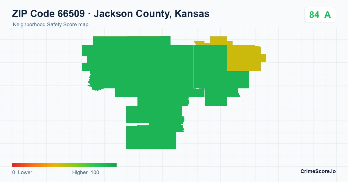 ZIP Code 66509 in Jackson County, Kansas neighborhood Safety Score map