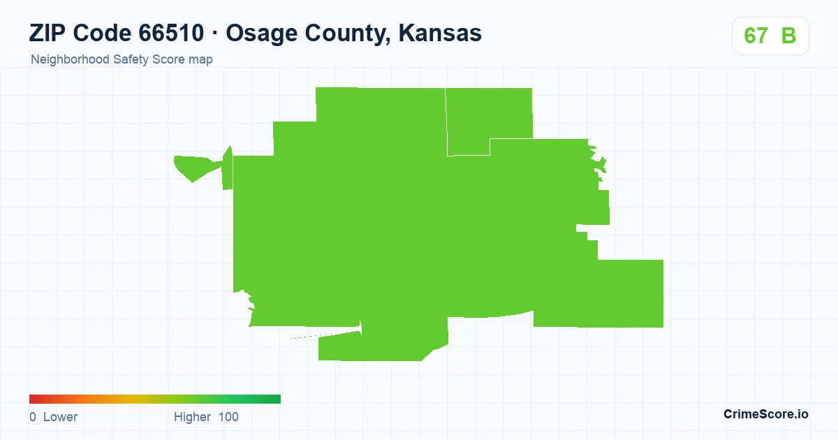 ZIP Code 66510 in Osage County, Kansas neighborhood Safety Score map