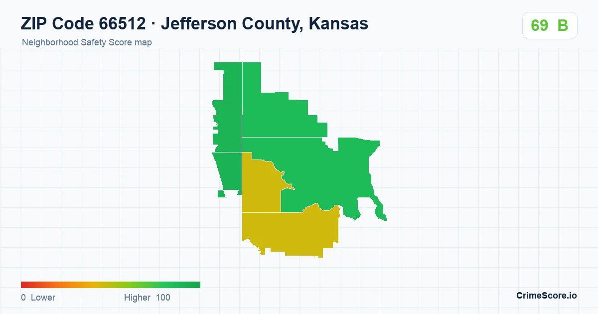 ZIP Code 66512 in Jefferson County, Kansas neighborhood Safety Score map