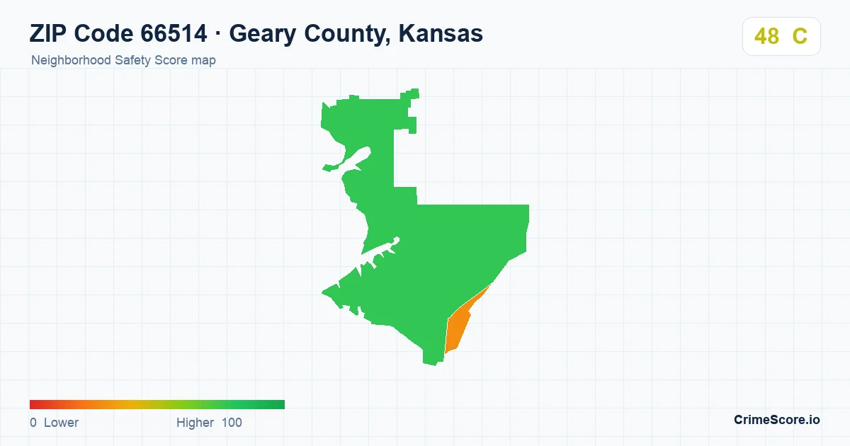 ZIP Code 66514 in Geary County, Kansas neighborhood Safety Score map