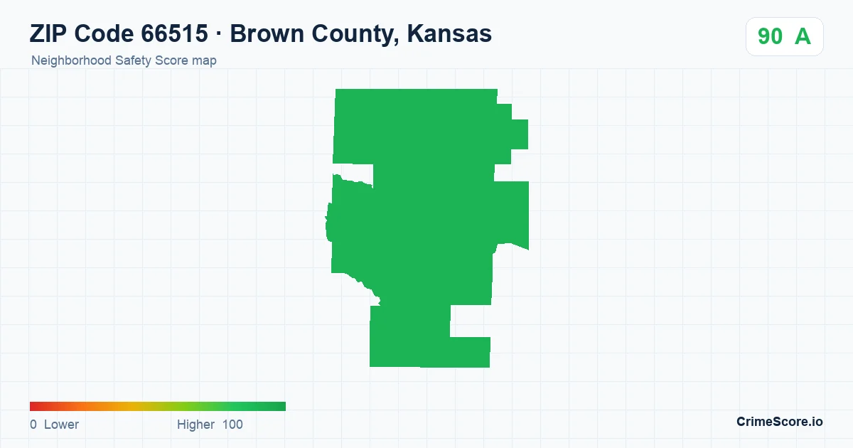 ZIP Code 66515 in Brown County, Kansas neighborhood Safety Score map