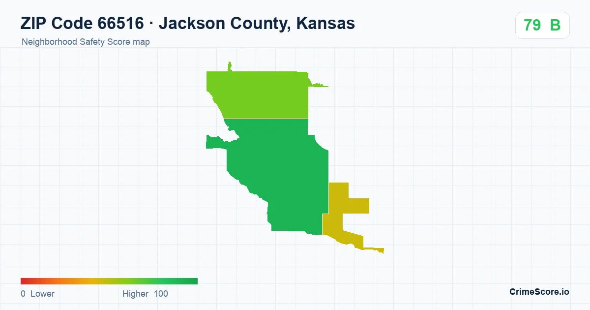 ZIP Code 66516 in Jackson County, Kansas neighborhood Safety Score map