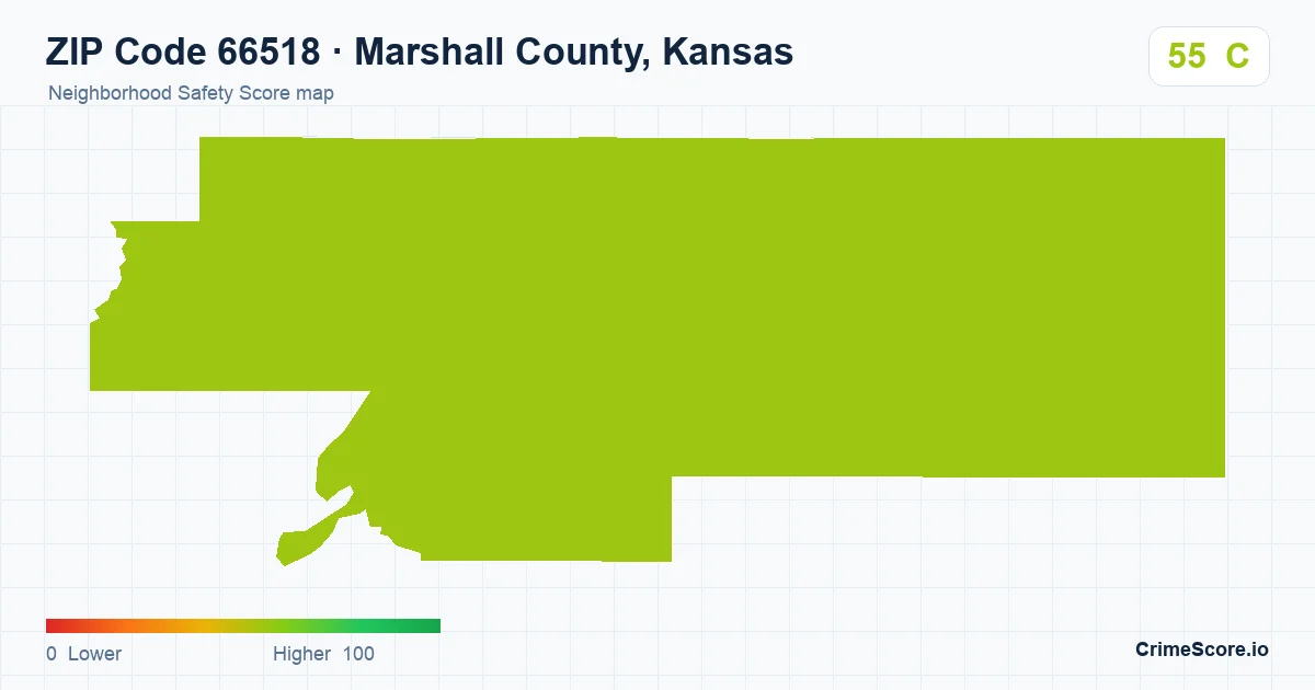 ZIP Code 66518 in Marshall County, Kansas neighborhood Safety Score map