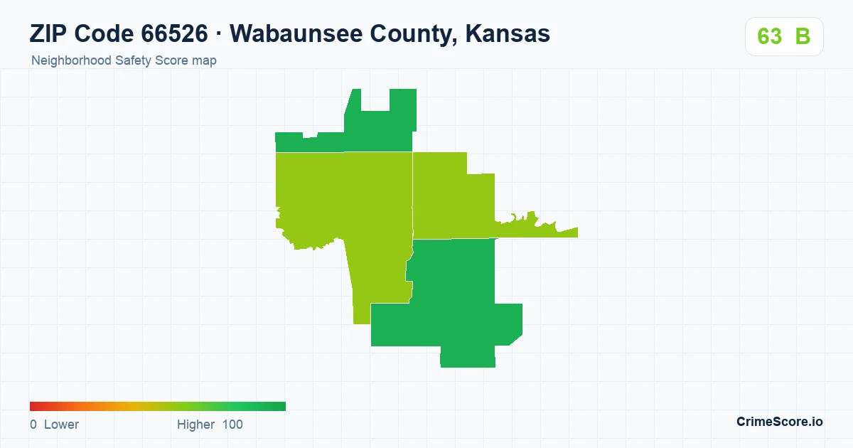 ZIP Code 66526 in Wabaunsee County, Kansas neighborhood Safety Score map