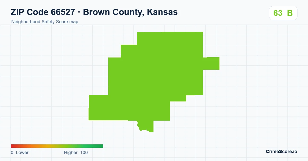 ZIP Code 66527 in Brown County, Kansas neighborhood Safety Score map