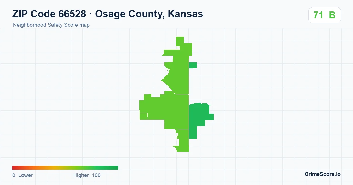 ZIP Code 66528 in Osage County, Kansas neighborhood Safety Score map