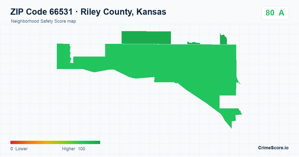ZIP Code 66531 in Riley County, Kansas neighborhood Safety Score map