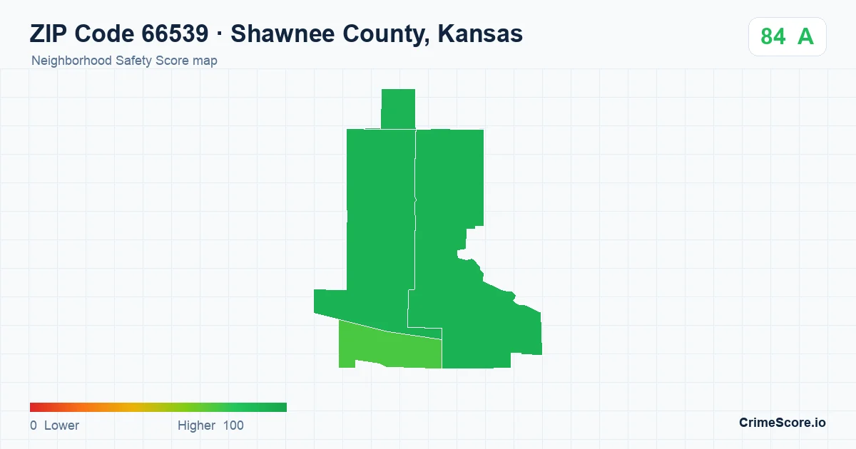 ZIP Code 66539 in Shawnee County, Kansas neighborhood Safety Score map