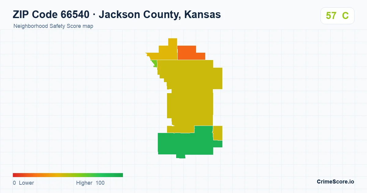 ZIP Code 66540 in Jackson County, Kansas neighborhood Safety Score map