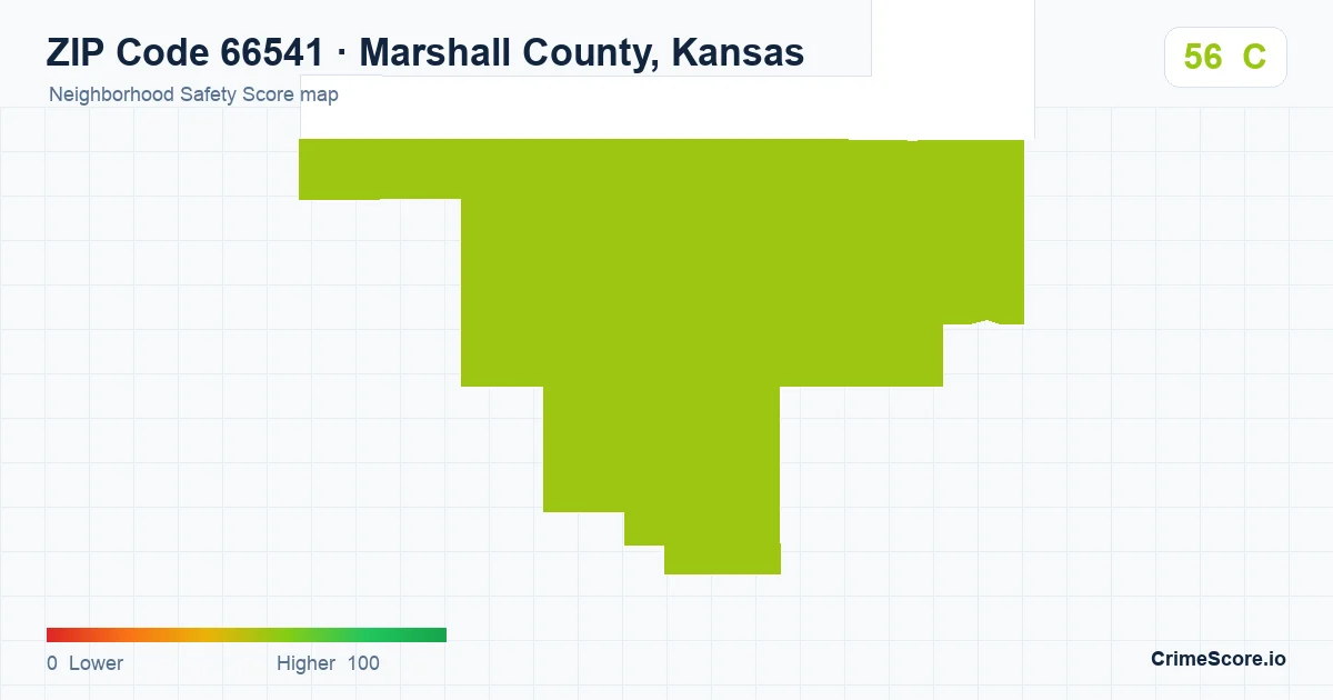 ZIP Code 66541 in Marshall County, Kansas neighborhood Safety Score map