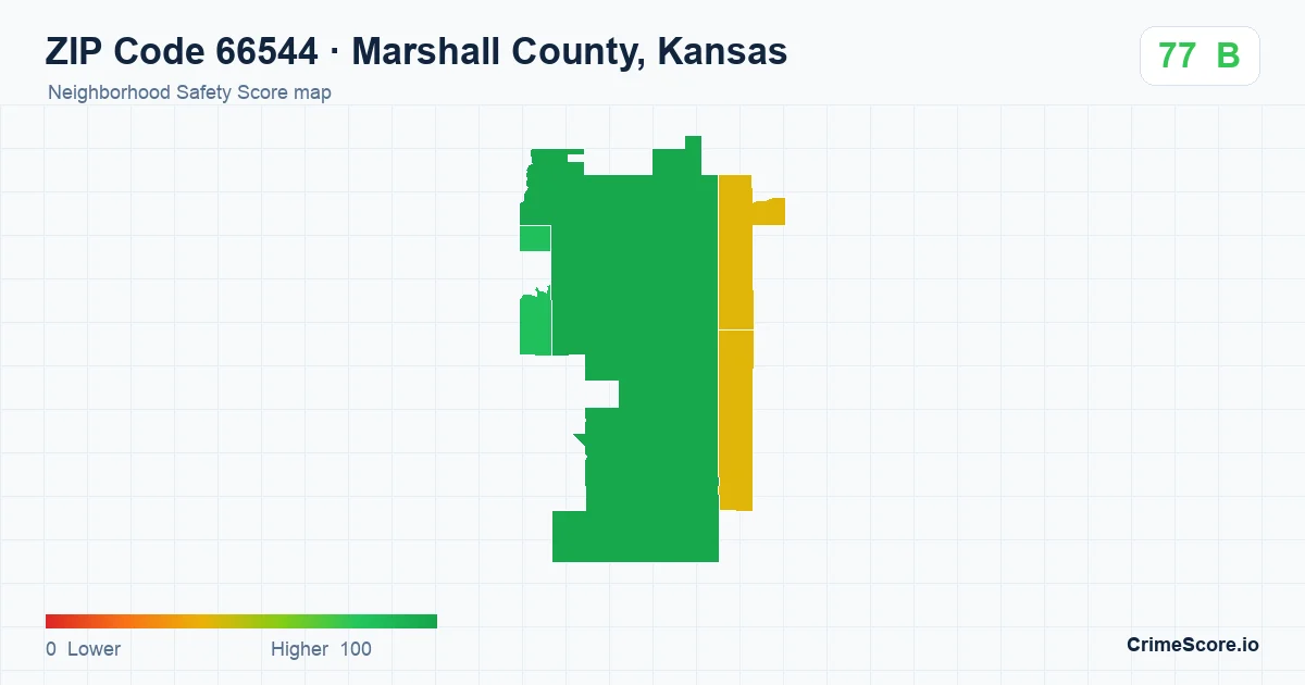 ZIP Code 66544 in Marshall County, Kansas neighborhood Safety Score map