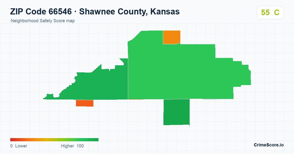ZIP Code 66546 in Shawnee County, Kansas neighborhood Safety Score map