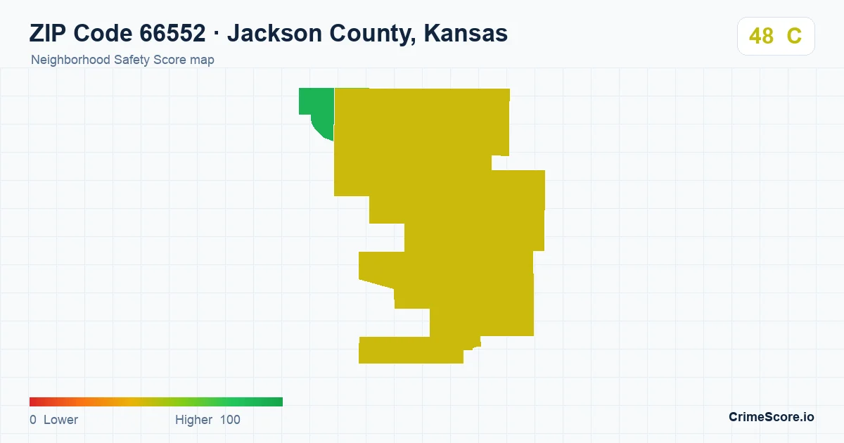 ZIP Code 66552 in Jackson County, Kansas neighborhood Safety Score map