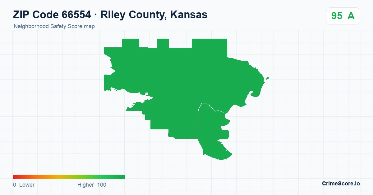 ZIP Code 66554 in Riley County, Kansas neighborhood Safety Score map