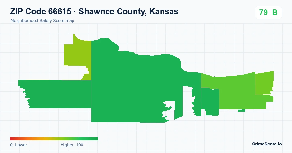 ZIP Code 66615 in Shawnee County, Kansas neighborhood Safety Score map