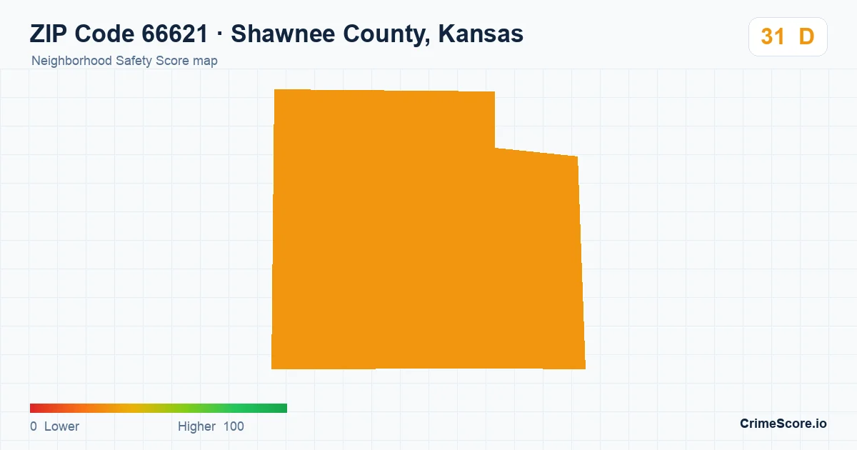 ZIP Code 66621 in Shawnee County, Kansas neighborhood Safety Score map