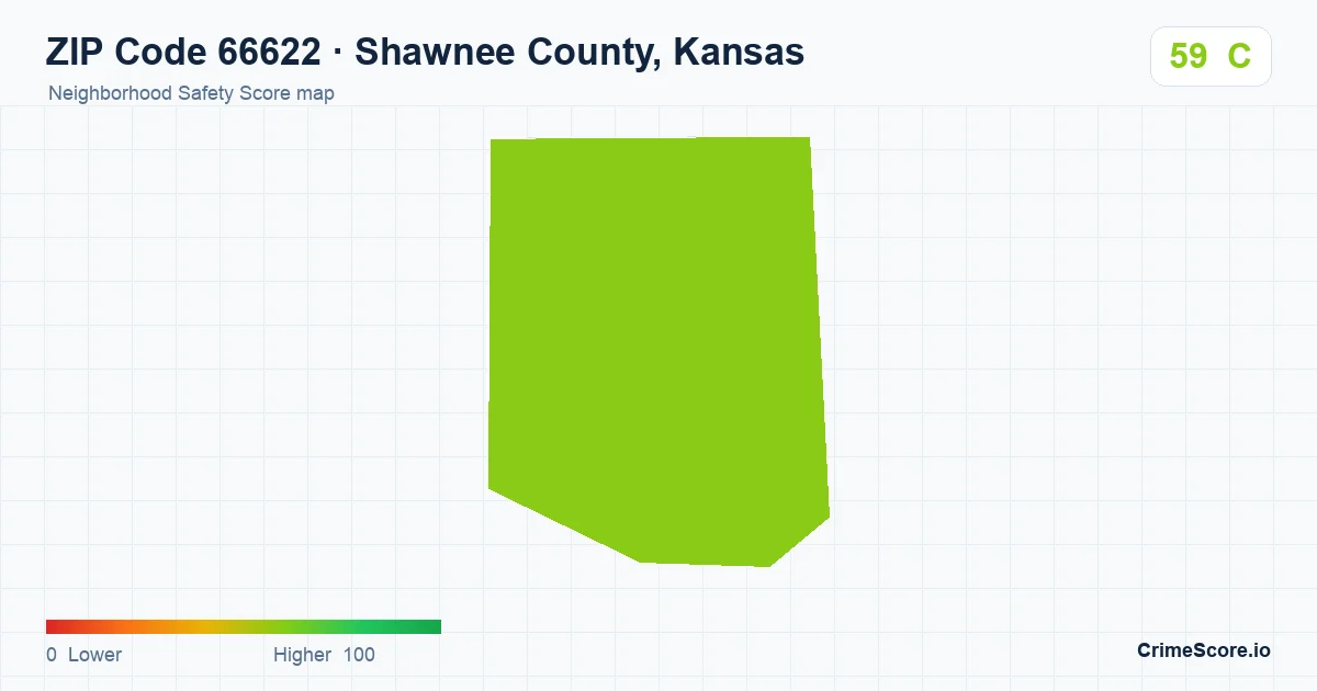 ZIP Code 66622 in Shawnee County, Kansas neighborhood Safety Score map