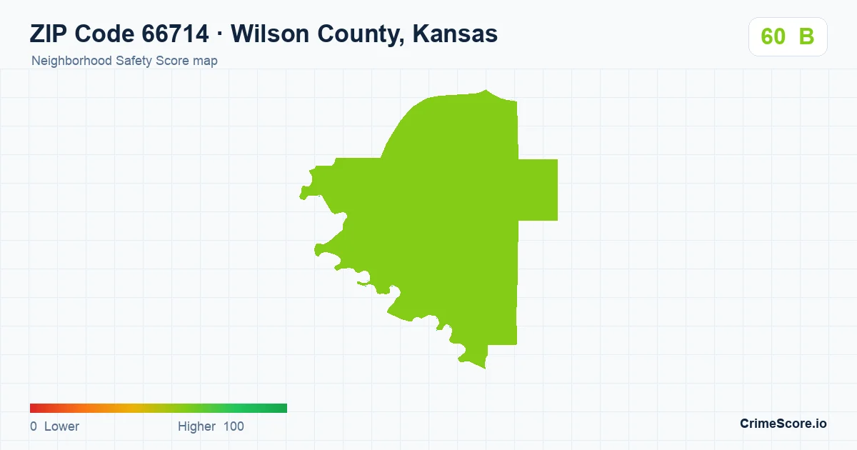 ZIP Code 66714 in Wilson County, Kansas neighborhood Safety Score map