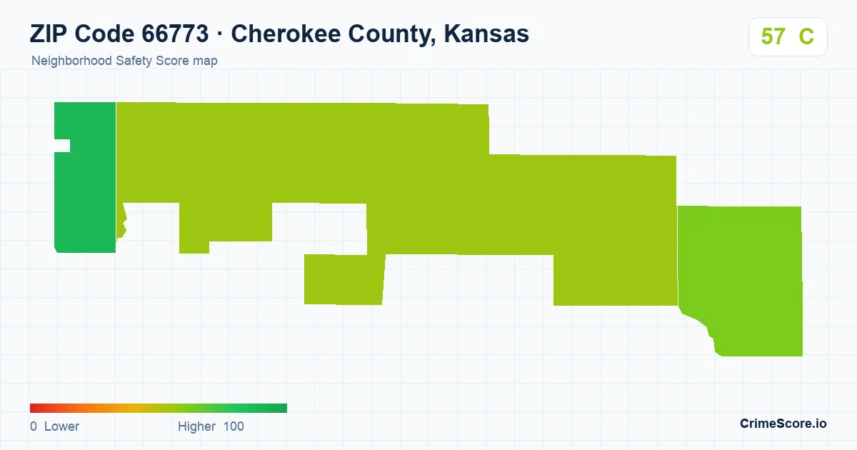 ZIP Code 66773 in Cherokee County, Kansas neighborhood Safety Score map