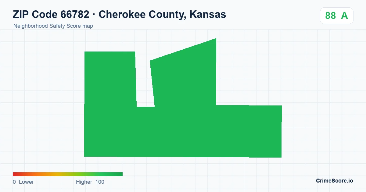 ZIP Code 66782 in Cherokee County, Kansas neighborhood Safety Score map