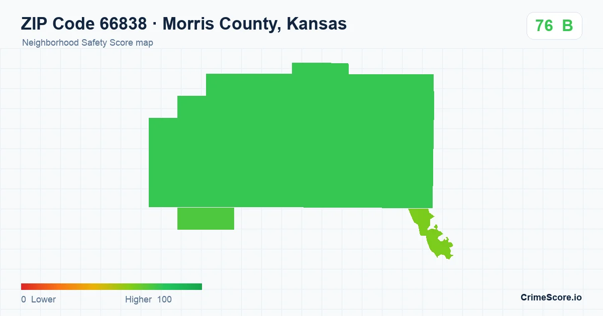 ZIP Code 66838 in Morris County, Kansas neighborhood Safety Score map