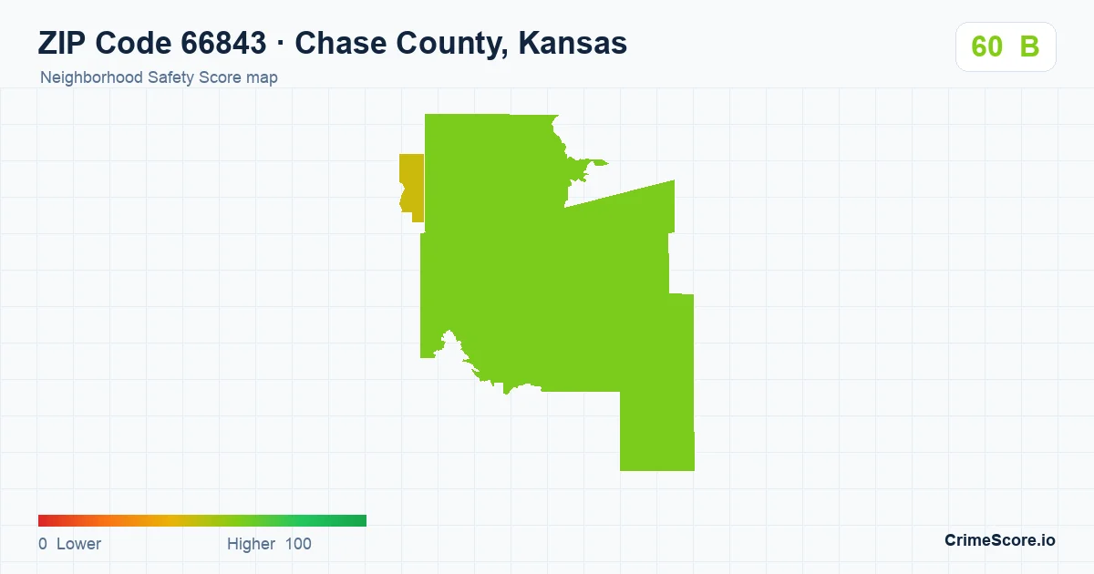 ZIP Code 66843 in Chase County, Kansas neighborhood Safety Score map
