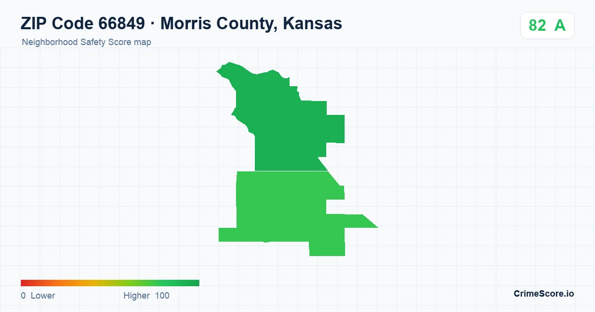 ZIP Code 66849 in Morris County, Kansas neighborhood Safety Score map