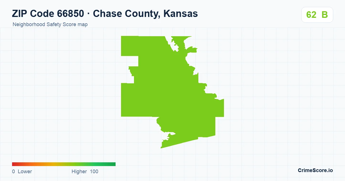 ZIP Code 66850 in Chase County, Kansas neighborhood Safety Score map
