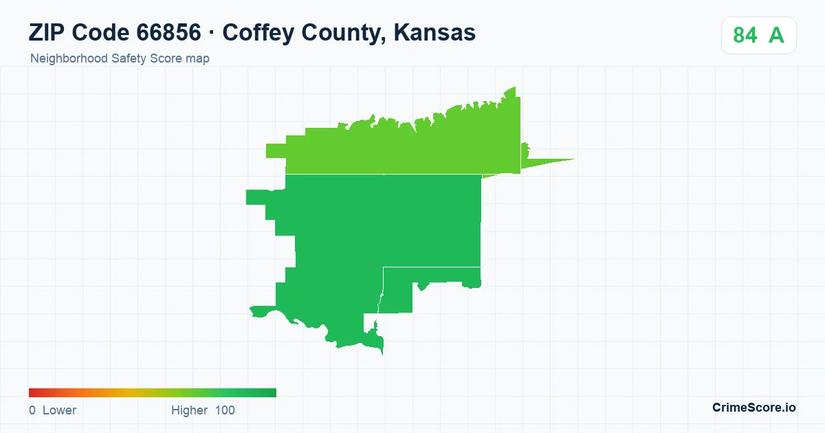 ZIP Code 66856 in Coffey County, Kansas neighborhood Safety Score map