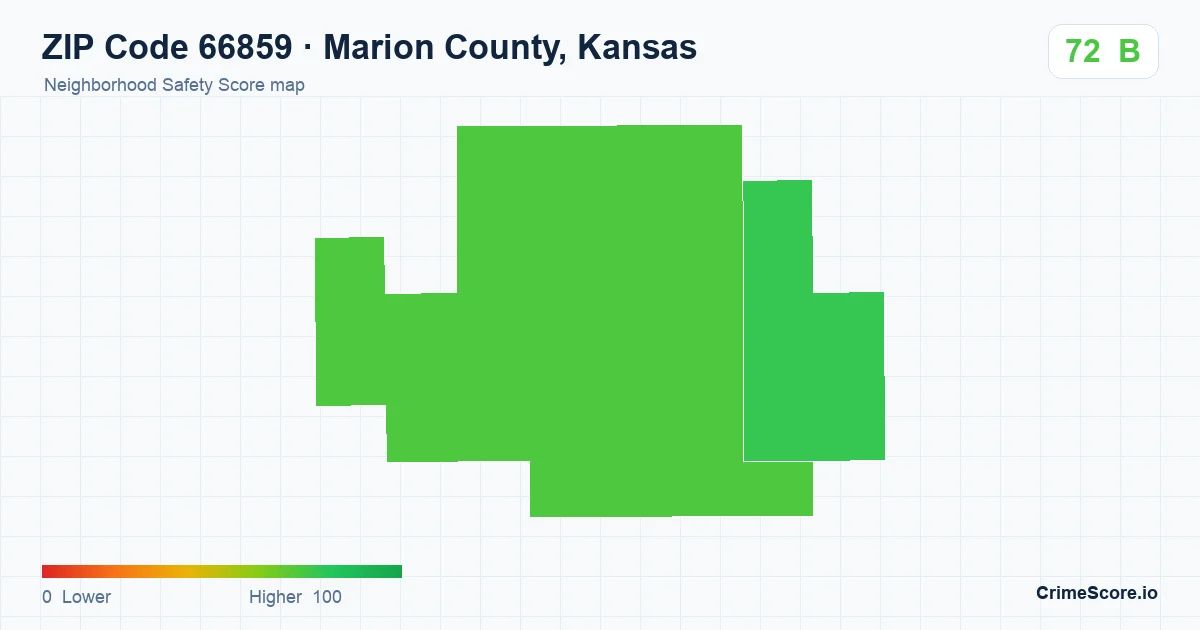 ZIP Code 66859 in Marion County, Kansas neighborhood Safety Score map