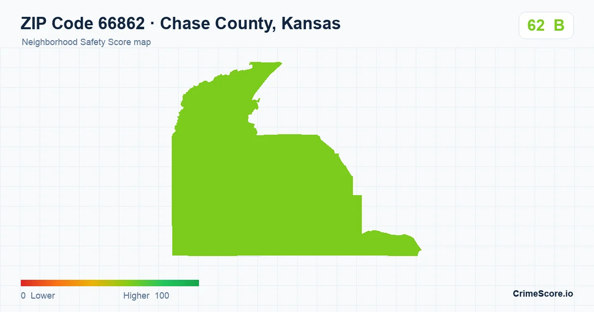 ZIP Code 66862 in Chase County, Kansas neighborhood Safety Score map