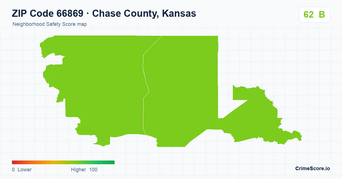 ZIP Code 66869 in Chase County, Kansas neighborhood Safety Score map