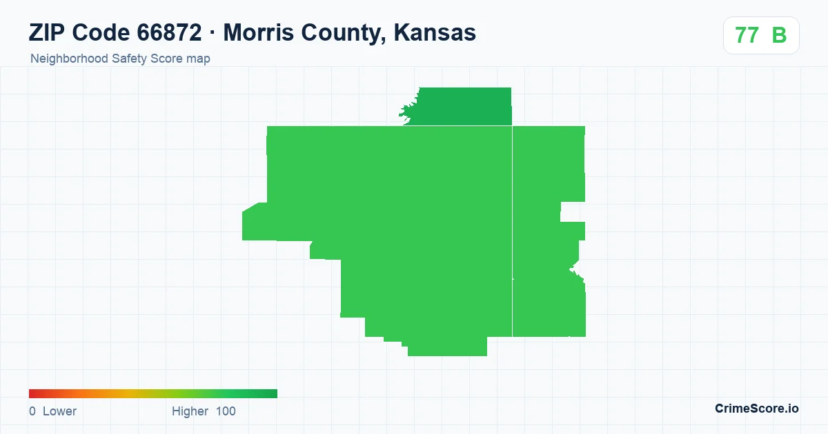 ZIP Code 66872 in Morris County, Kansas neighborhood Safety Score map