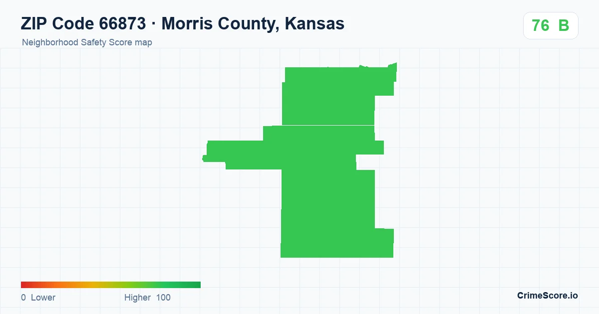 ZIP Code 66873 in Morris County, Kansas neighborhood Safety Score map
