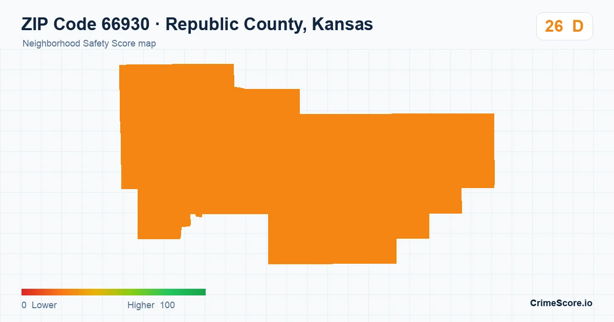 ZIP Code 66930 in Republic County, Kansas neighborhood Safety Score map
