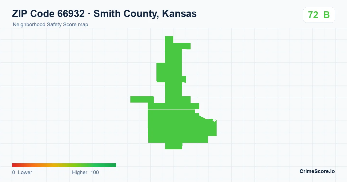 ZIP Code 66932 in Smith County, Kansas neighborhood Safety Score map