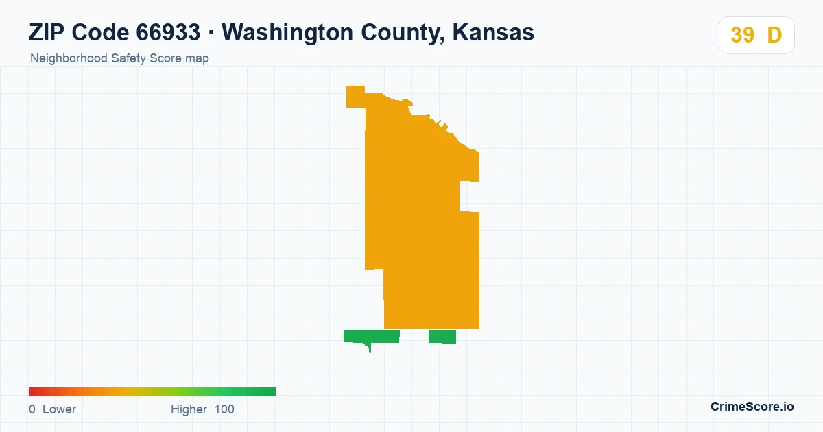 ZIP Code 66933 in Washington County, Kansas neighborhood Safety Score map