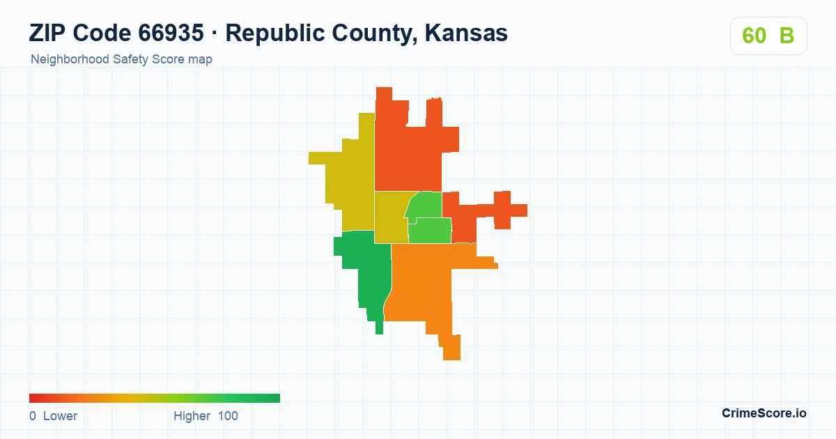 ZIP Code 66935 in Republic County, Kansas neighborhood Safety Score map