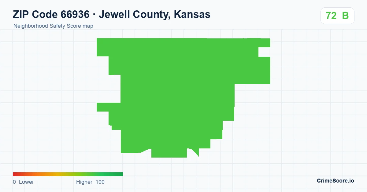 ZIP Code 66936 in Jewell County, Kansas neighborhood Safety Score map
