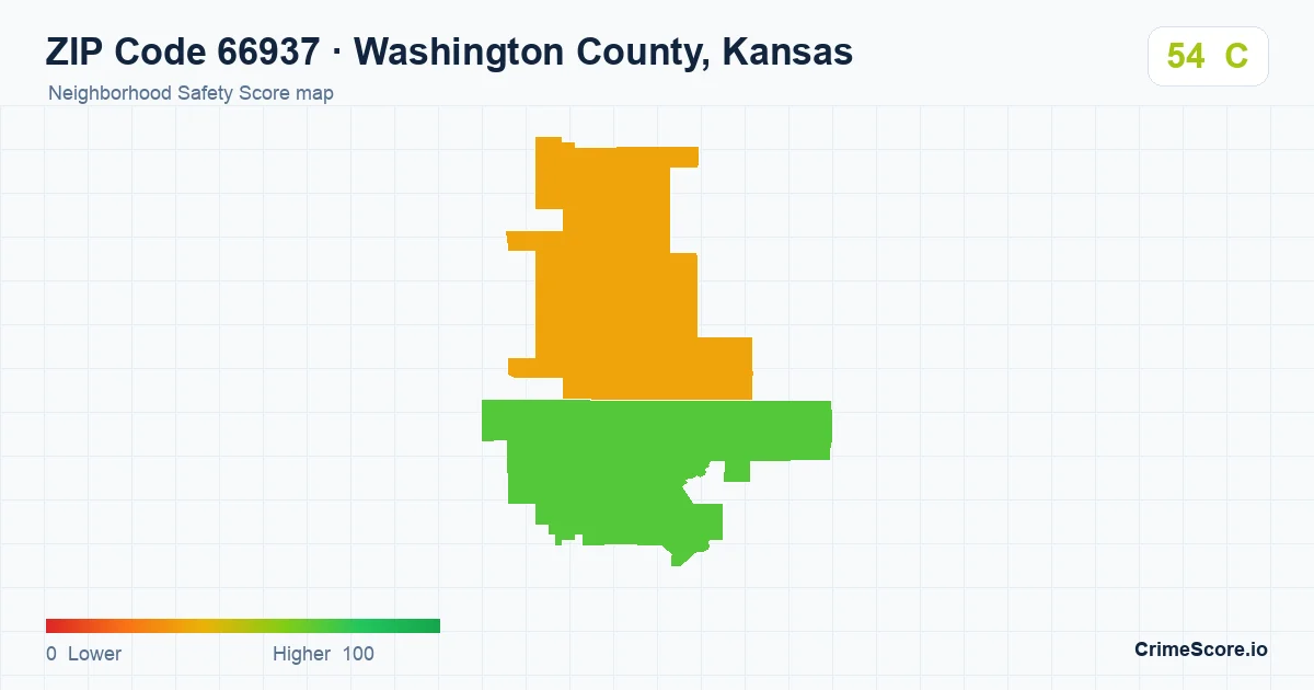 ZIP Code 66937 in Washington County, Kansas neighborhood Safety Score map