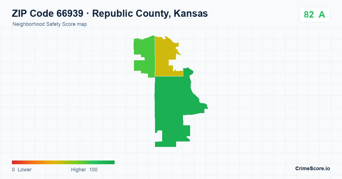 ZIP Code 66939 in Republic County, Kansas neighborhood Safety Score map