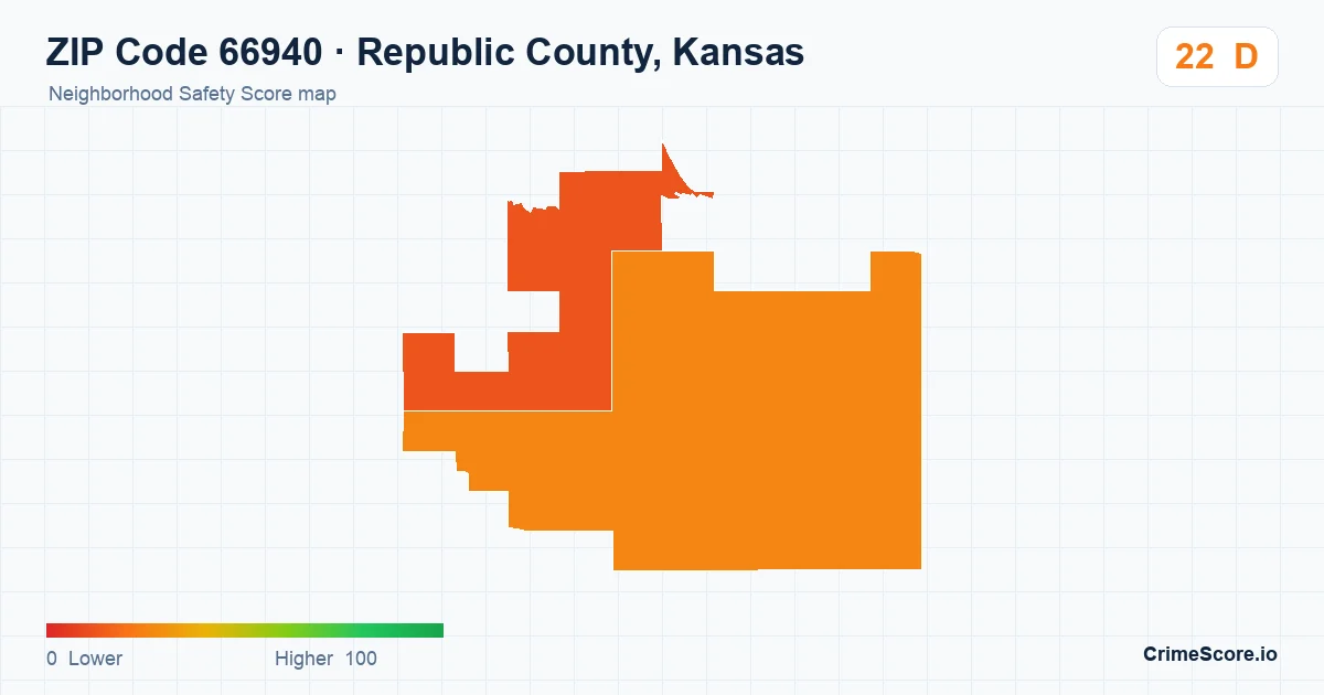 ZIP Code 66940 in Republic County, Kansas neighborhood Safety Score map