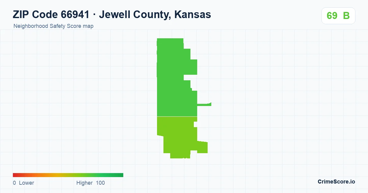 ZIP Code 66941 in Jewell County, Kansas neighborhood Safety Score map