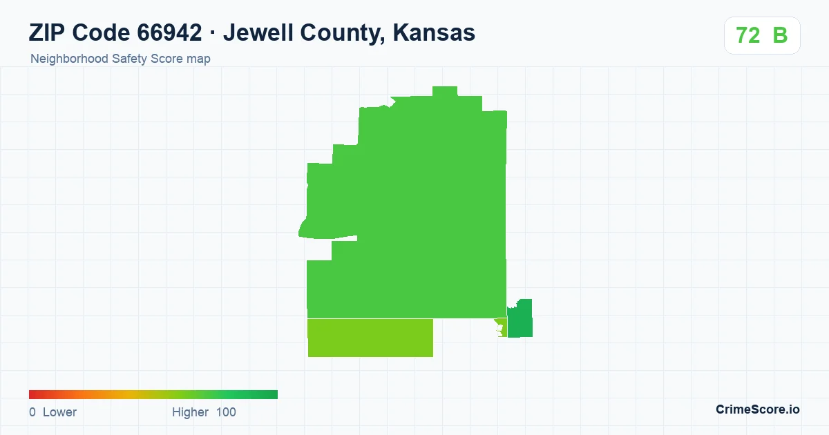 ZIP Code 66942 in Jewell County, Kansas neighborhood Safety Score map