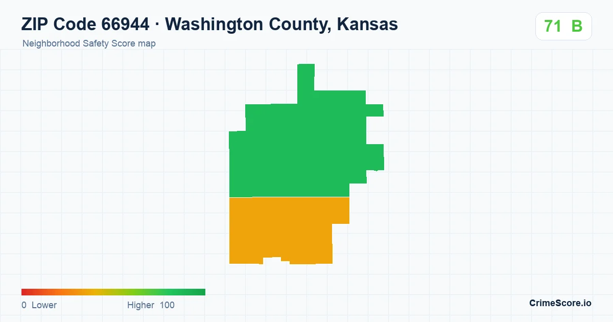 ZIP Code 66944 in Washington County, Kansas neighborhood Safety Score map