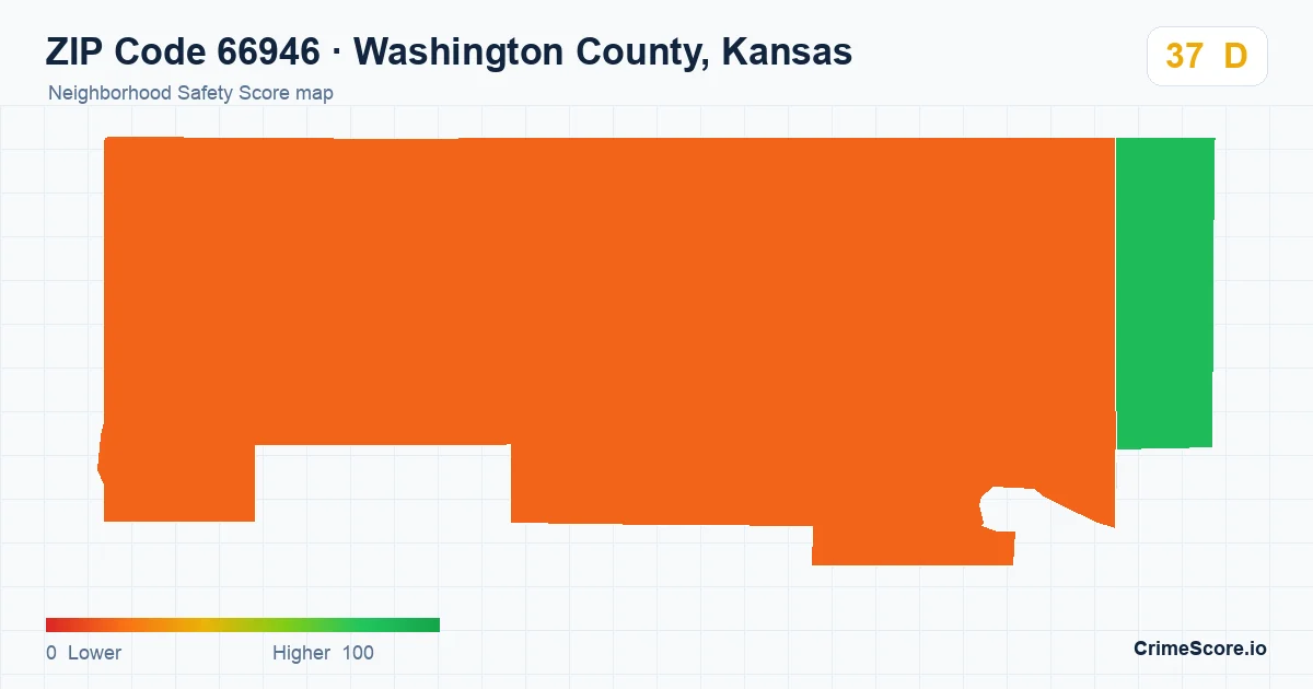 ZIP Code 66946 in Washington County, Kansas neighborhood Safety Score map