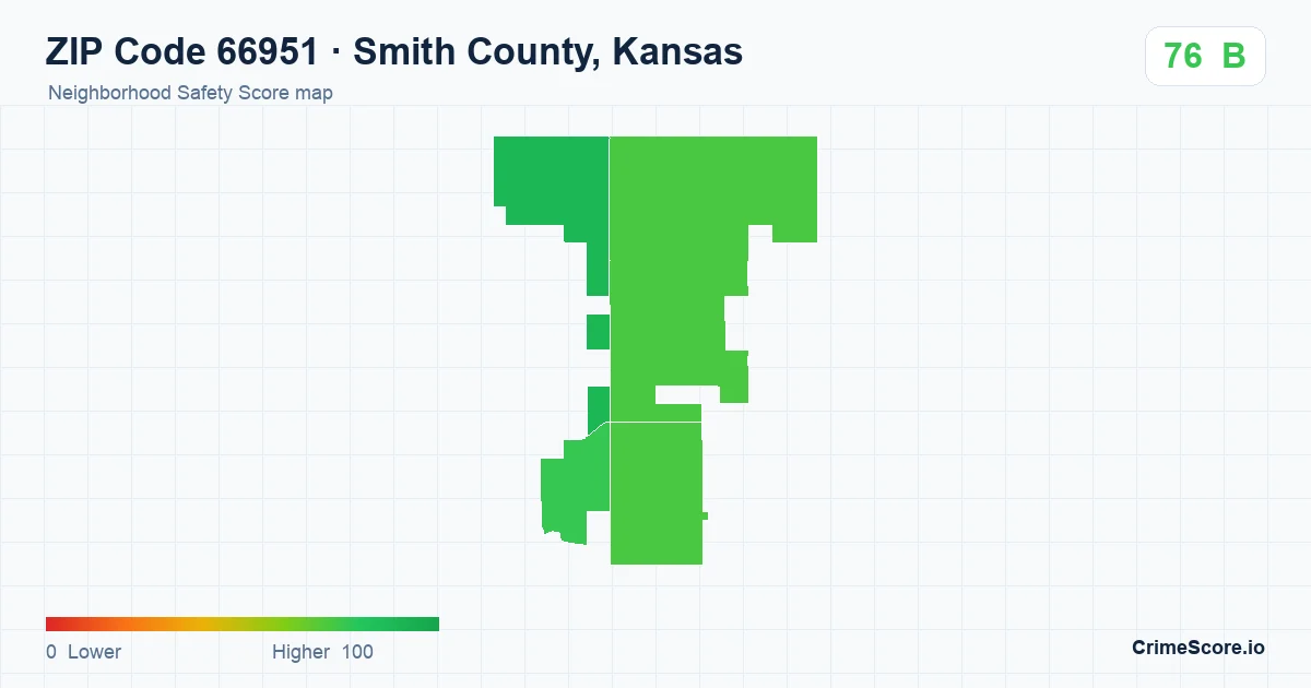 ZIP Code 66951 in Smith County, Kansas neighborhood Safety Score map